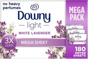 Toallitas para Secadora Downy Light Mega, Toallitas Suavizantes para Ropa, Aroma Lavanda Blanca, 180 Unidades - Product Image 5