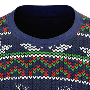 Pull-over en tricot 100% coton spécial Noël pour hommes, manches longues, épaules tombantes, motif respirant sur le devant, personnalisé pour l'hiver - Product Image 4