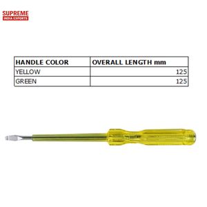 Probador Destornillador con bombilla de neón Probador de voltaje eléctrico de 125mm Punta plana Mango verde amarillo Pluma de prueba aislada - Product Image 3