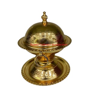 Ramadan Kareem bol de date en métal de conception arabe avec couvercle en dôme martelé et ornement d'étoile de croissant de lune décor islamique décoratif - Product Image 6