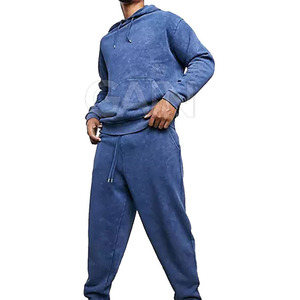 Winter Hooded Casual Solid Acid Wash Tracksuits for Men Plus Size Breathable Quick Dry - Product Image 1