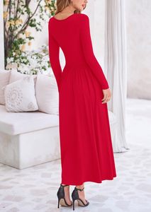 Femmes 2025 mode à la mode automne à manches longues robes froncé fluide élégant modeste décontracté plage Maxi robe - Product Image 4