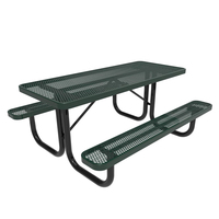 Rectangle en acier galvanisé personnalisé en usine Table de pique-nique commerciale jardin extérieur Table à manger chaise