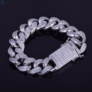 Bracelet à maillons cubains glacés de luxe pour hommes VVS1 Bracelet Hip Hop de style célébrité Moissanite - Product Image 1