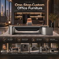 Bureau de direction de luxe moderne pour PDG et managers avec armoire latérale et grand plateau de travail