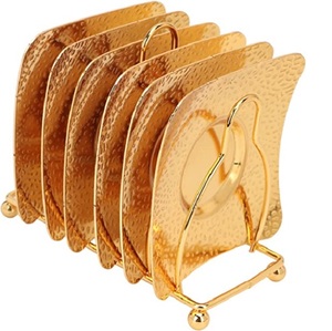 ชุดจานรองแก้วโลหะทรงกลมสีทอง4ชิ้น,สำหรับรองแก้วตกแต่งโต๊ะกาแฟชา - Product Image 2