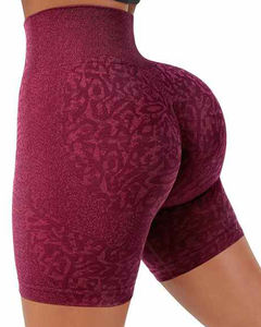 Pantalones cortos de yoga sin costuras de secado rápido elásticos pantalones cortos casuales con leggings de patrón sólido, sin costuras, cintura alta - Product Image 3
