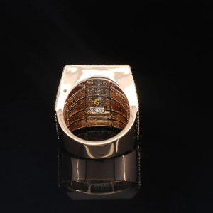 Anillo elegante con letra L personalizado por diamantes redondos brillantes y Baguette cortados en laboratorio en oro rosa de 14kt - Product Image 6