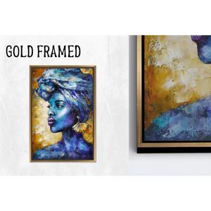 Impression sur toile en verre trempé d'une femme africaine élégante, décoration contemporaine, 1P Goldframedcanvas - Product Image 1