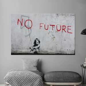 Impresión en lienzo 'No Future' de Banksy: arte abstracto de pared con diseño de niña con globo, lienzo envuelto en 1 pieza - Product Image 1