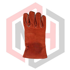 <b>Red</b> Heat Fire Fighter Leather Welding <b>Gloves</b> Heat Fire Resistant Anti-Static Mig Tig Stick BBQ Tear-Resistant 11 oz Thickness 14 - Product Image 2