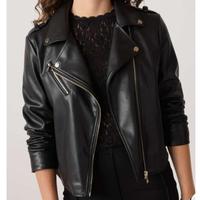 Blouson de motard de style européen BS International, personnalisé avec logo, en cuir de veau véritable et toile imperméable sur le devant