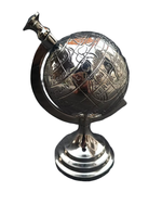 Globe sphère armillaire avec finition en laiton antique sphère nautique terre zodiaque Horoscope Constellations Base ronde en bois