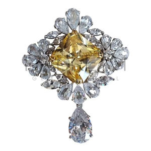 Broche fine personnalisable en argent sterling 925 taille coussin Moissanite poire marquise diamant rond pour les fêtes de mariage ou les cadeaux - Product Image 1