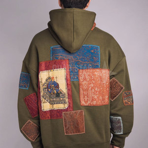 Prix raisonnable hommes vêtements grande taille Patchwork sweats à capuche coton fait Style décontracté hommes Patchwork sweats à capuche pour la vente en ligne - Product Image 2