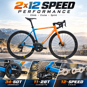 Bicicleta de Carreras Ligera de Carbono con Frenos de Disco Hidráulicos, Bicicleta de Carretera de 24 Velocidades para Entrenamiento y Ciclismo de Resistencia - Product Image 3