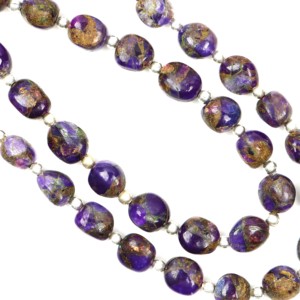Cuentas de Amatista y Cobre Raras, Forma de Pepita de 6x8-8x10mm, Cuentas de Piedras Preciosas de Turquesa, Amatista y Cobre para la Fabricación de Joyas, Aproximadamente 8' - Product Image 4