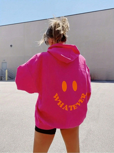 Sweat à capuche imprimé de lettres pour femmes avec doublure en polaire à manches longues personnalisées à prix bon marché et de bonne qualité - Product Image 2