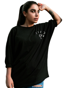 Camiseta de mujer de estilo callejero de alta calidad 100% algodón respetuoso con el medio ambiente Anti-Pilling mangas de murciélago ajuste suelto de talla grande - Product Image 5