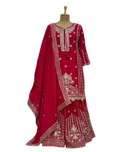 Hermosa Colección de Verano de Diseñador, Última Moda, Seda Slub, Trabajo con Papel Zari, Piel Sintética Reversible, Sin Arrugas, Largo hasta el Suelo - Product Image 1