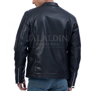<b>Winter</b> <b>Leather</b> <b>Jacket</b> for Men Stylish All Sizes Customized Logo Private Label Canvas Stand Collar Waterproof Windproof Zipper - Product Image 5