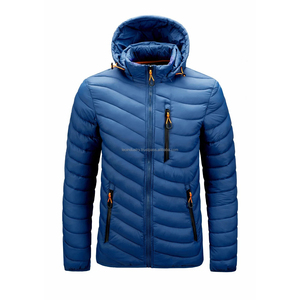 Chaqueta acolchada de invierno para hombre con logotipo personalizado de alta calidad al por mayor, piel de oveja impermeable impresa OEM con bolsillos de burbujas - Product Image 5