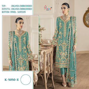 Dernière tenue de créateur Evergreen, best-seller, costume Salwar en organza avec dupatta, broderie lourde, fabrication en Inde - Product Image 6