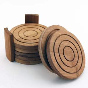 Factory Custom OEM/DOM Logo and Shape Round Square <b>Bamboo</b> Coasters <b>Mats</b> Pads Walnut Beech Wood Drink Tea Cup Coasters Wholesale - Product Image 2