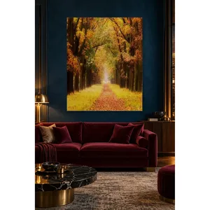 Impression sur toile de chemin forestier d'automne recouvert de feuilles de Fida - Product Image 2