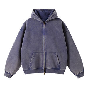 Sweat à capuche personnalisé de haute qualité avec poches lavées à l'acide fermeture éclair vintage sweats à capuche - Product Image 3