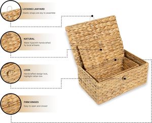 ชุดกล่องเก็บของสี่เหลี่ยม2ชิ้นพร้อมฝาปิดอเนกประสงค์: กล่องจัดแสดงของตกแต่งสำหรับวาง - Product Image 3