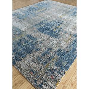 พรมลายนามธรรม Uvenuti ทำจากขนสัตว์และไหมไผ่ สีเทาและสีดำ ถักด้วยมือสำหรับใช้ในบ้าน พรมจาอีปุร์ รุ่น ZA-1545 - Product Image 2