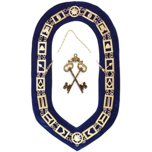 MASONIC REGALIA GRAND LODGE NEW GOLD METAL CHAIN COLLAR PURPLE VELVET - Product Image 4