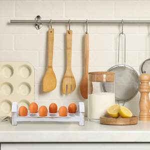 Porte-oeufs en bois empilable comptoir trous support pour plateau en bois frais ferme rustique deviled oeuf stockage - Product Image 6