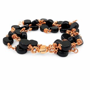 Bracciale da donna con perline in vetro lampwork Onyx Rose Gold, design a cerchio con piccoli cuori, stile classico, Nevada - Product Image 1