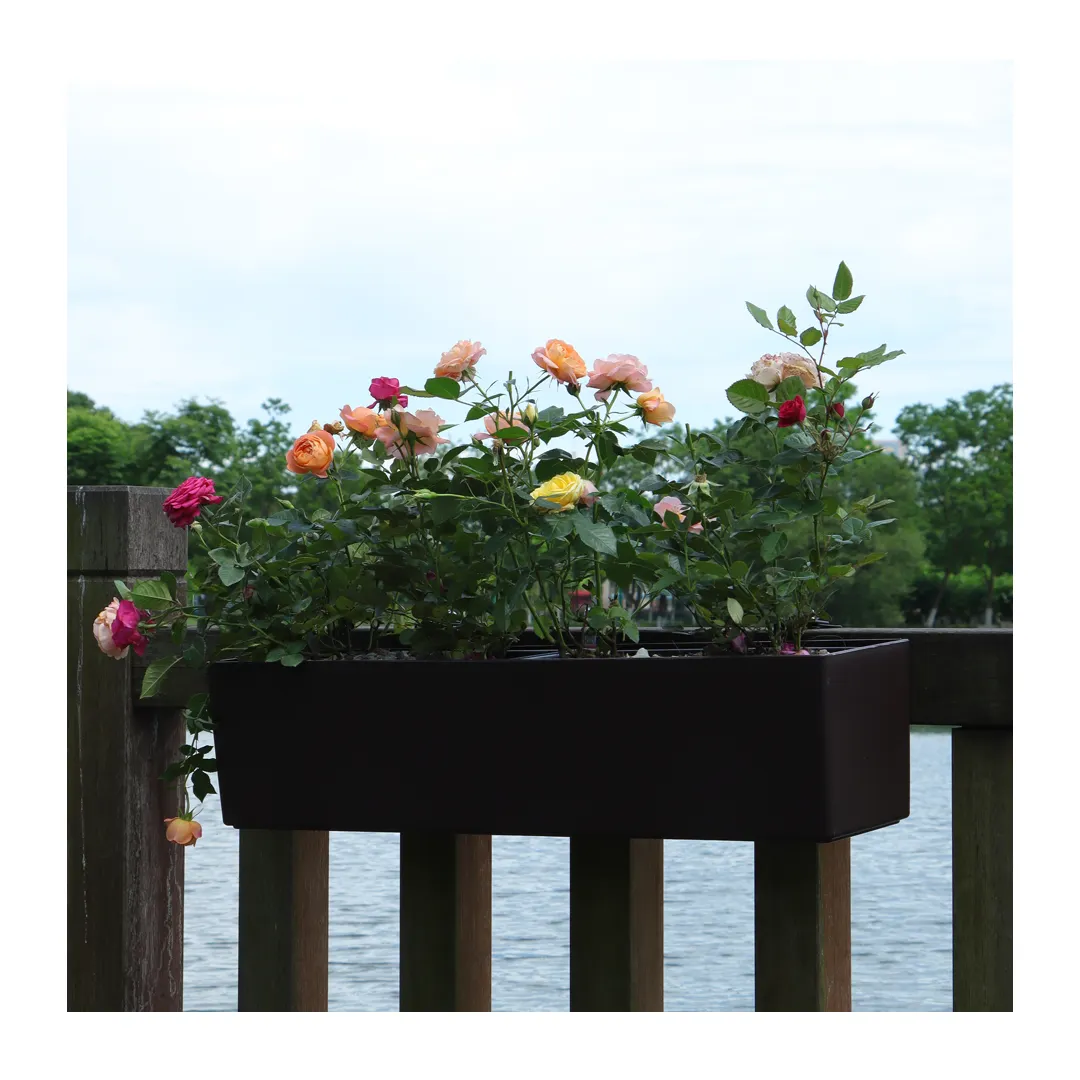 Летний стиль, черные подвесные цветочные горшки со съемными крючками, сельские настенные горшки, балкон, сад, двор, пластик