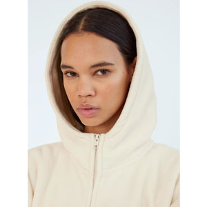 Sudadera con capucha de mujer con cremallera extragrande de algodón 100% de color liso Jersey pesado deportivo de felpa francesa con logotipo personalizado - Product Image 3