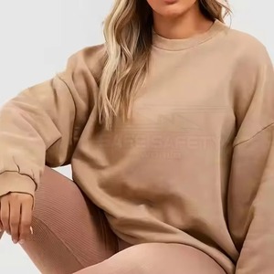 Nouveau Design automne hiver plaine imprimé Badge avant femmes col montant pull ample sweat surdimensionné - Product Image 4