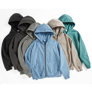 Vente en gros OEM Dikson Sports Sweat à capuche pour hommes, poids lourd, délavé à l'acide Logo personnalisé Surdimensionné Coton Streetwear Couleur unie Automne - Product Image 1