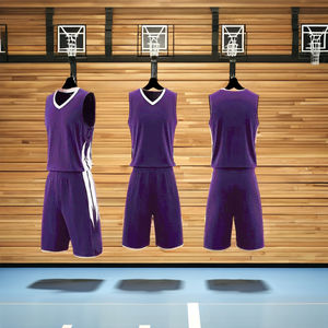 Maillot de basket-ball unisexe personnalisé en gros, ensemble en maille, imprimé par transfert thermique, vêtements de sport à séchage rapide, 100% polyester, toutes saisons - Product Image 3