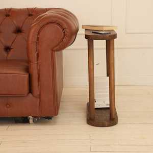 Vente en gros table d'extrémité mince ovale rustique moderne classique en bois massif à côté étroit petite table basse table d'extrémité - Product Image 4