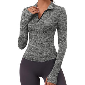 Mujeres Yoga Deportes Abrigo de manga larga Cremallera Apretado Ligero Transpirable Correr Ropa deportiva Chaquetas de yoga - Product Image 5