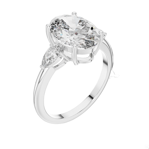 Bague à trois pierres en diamant de laboratoire taille ovale 3,1 carats, clarté VVS-VS EF, or 18 carats, 14 carats, 10 carats et argent 925, rose, jaune, blanc - Product Image 6