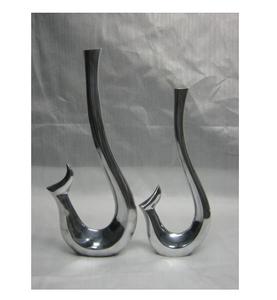 Lot de 2 pots de fleurs modernes de luxe léger en forme de col de cygne, pots décoratifs faits à la main en argent, pour mariage et fête - Product Image 1