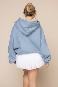เสื้อฮู้ดซิปโอเวอร์ไซส์ผ้าฟลีซคอตตอนคุณภาพสูงสำหรับผู้หญิง สีน้ำเงินเข้ม สไตล์สปอร์ต สำหรับฤดูหนาว ไซส์พลัส สตรีทแวร์ ปรับแต่งได้ - Product Image 6