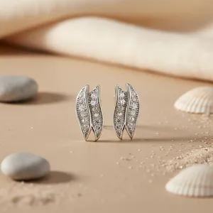Boucles d'oreilles clous tendance pour femme en argent 925 avec zircon cubique, formes papillon et fleur, en or 14K 18K, pour cadeau, or rose, diamant, perle - Product Image 1
