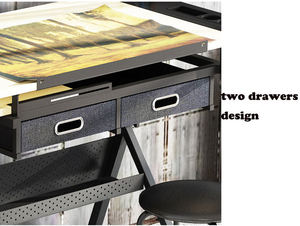 Tavolo da Disegno Regolabile in Altezza - Cavalletto in Metallo con Superficie Inclinabile, Spazio di Archiviazione e Sgabello - Product Image 4