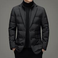 Blazer de costume formel réversible pour homme, grande taille, rembourré de duvet, imperméable et coupe-vent, 100 % polyester, vente en gros pour l'hiver