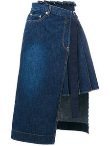 Falda Midi Asimétrica de Mezclilla para Mujer con Bolsillos, Estilo Utilitario de Algodón Lavado, para Primavera - Product Image 6