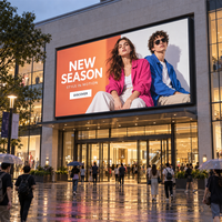Mur vidéo LED extérieur P5 960x960mm, affichage mural couleur intégrale pour intégration multimédia architecturale sur façade de bâtiment commercial